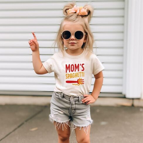 Funny Retro Mom's Spaghetti Baby Bodysuit Cute Hand Drawn Meatball Kawaii Romper Italian Kids Hippie Foodie Tee (0-6 Months, Cute Print-Short Sleeve Bodysuit) in Saudi Arabia