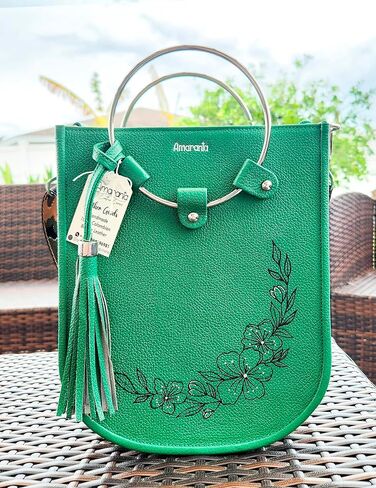 flowers bag guaranteed genuine leather with metal rings - hand painted flowers design - 100% Colombian bovine leather in Saudi Arabia
