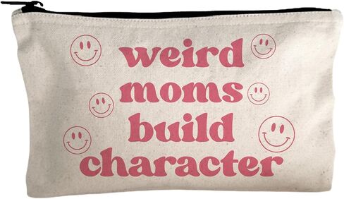 Moonlight Makers, Cat Mom, Funny Canvas Makeup Bag, Pencil Pouch, Cute Travel Accessories for Women, 100% Cotton Cosmetic & Toiletry Bags in Kuwait