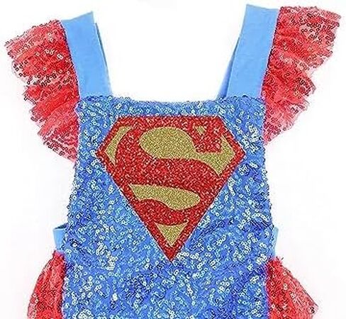 Superhero baby Girl superhero Halloween super Costume customized baby girl costume superhero girl sequin romper high knee socks and matching bow (3-6 month) in Saudi Arabia