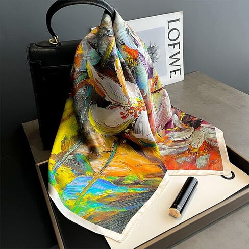 Silk Scarf for Women - 100% Real Mulberry Silk Head Scarf - 27"x27" Neckerchief Hair Bandana with Gift Packed for Mother in Saudi Arabia