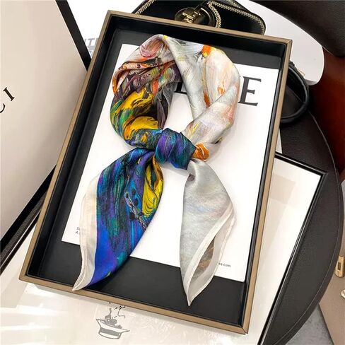 Silk Scarf for Women - 100% Real Mulberry Silk Head Scarf - 27"x27" Neckerchief Hair Bandana with Gift Packed for Mother in Saudi Arabia