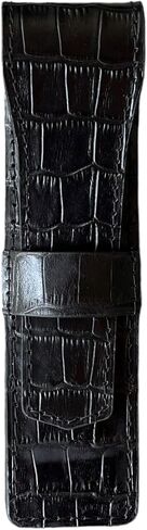 Printed Alligator Pattern Cowhide Leather Pen Case, Luxury Leather Pen Case, Printed Crocodile Leather Pen Sleeve, Genuine Leather Pen & Pencil Case with Tuck in Flap for 1 Pen (Belly Brown) in Saudi Arabia