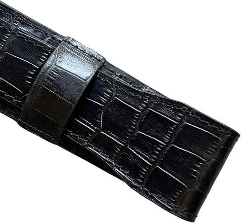 Printed Alligator Pattern Cowhide Leather Pen Case, Luxury Leather Pen Case, Printed Crocodile Leather Pen Sleeve, Genuine Leather Pen & Pencil Case with Tuck in Flap for 1 Pen (Belly Brown) in Saudi Arabia