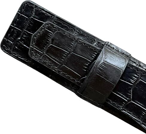 Printed Alligator Pattern Cowhide Leather Pen Case, Luxury Leather Pen Case, Printed Crocodile Leather Pen Sleeve, Genuine Leather Pen & Pencil Case with Tuck in Flap for 1 Pen (Belly Brown) in Saudi Arabia