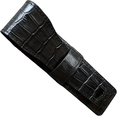 Printed Alligator Pattern Cowhide Leather Pen Case, Luxury Leather Pen Case, Printed Crocodile Leather Pen Sleeve, Genuine Leather Pen & Pencil Case with Tuck in Flap for 1 Pen (Belly Brown) in Saudi Arabia