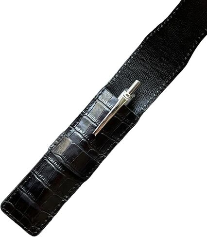 Printed Alligator Pattern Cowhide Leather Pen Case, Luxury Leather Pen Case, Printed Crocodile Leather Pen Sleeve, Genuine Leather Pen & Pencil Case with Tuck in Flap for 1 Pen (Belly Brown) in Saudi Arabia