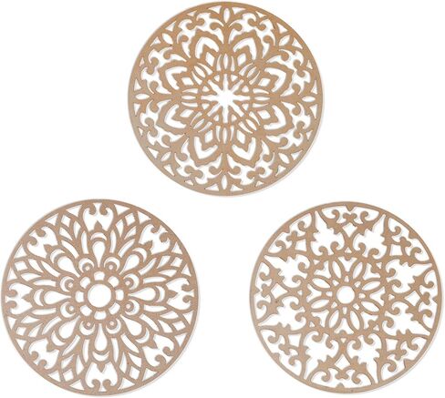 3 Piece Round Farmhouse Mandala Décor | Vintage Wood Wall Hanging Decor | Rustic Above Bed Wall Decor | Living Room & Bedroom Décor Asethetic | Zen Spiritual Wall Art | Modern Boho Wall Art in Saudi Arabia