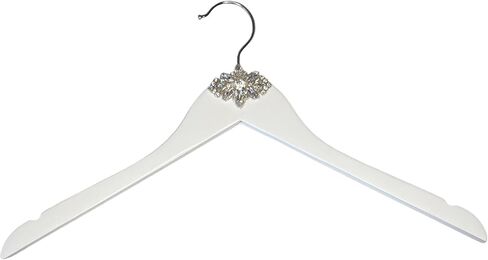 Bridal Wedding Dress Hanger for bridal party favors, wedding day photoshoot, bridesmaid proposal and wedding photoshoot accessory Handmade with solid White Wood & Crystal Rhinestone (Classic Muse) in Saudi Arabia