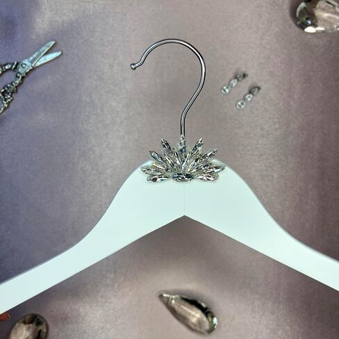 Bridal Wedding Dress Hanger for bridal party favors, wedding day photoshoot, bridesmaid proposal and wedding photoshoot accessory Handmade with solid White Wood & Crystal Rhinestone (Classic Muse) in Saudi Arabia