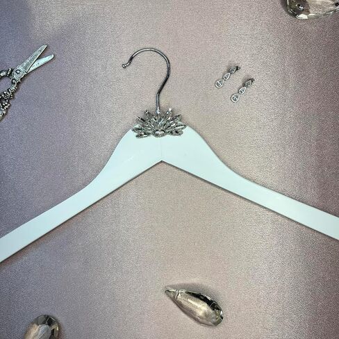 Bridal Wedding Dress Hanger for bridal party favors, wedding day photoshoot, bridesmaid proposal and wedding photoshoot accessory Handmade with solid White Wood & Crystal Rhinestone (Classic Muse) in Saudi Arabia