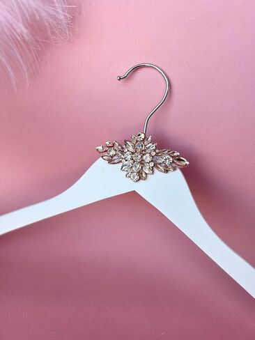 Bridal Wedding Dress Hanger for bridal party favors, wedding day photoshoot, bridesmaid proposal and wedding photoshoot accessory Handmade with solid White Wood & Crystal Rhinestone (Classic Muse) in Saudi Arabia
