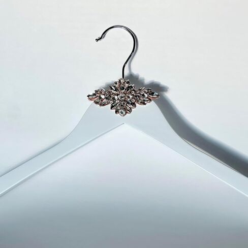 Bridal Wedding Dress Hanger for bridal party favors, wedding day photoshoot, bridesmaid proposal and wedding photoshoot accessory Handmade with solid White Wood & Crystal Rhinestone (Classic Muse) in Saudi Arabia