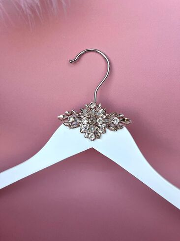 Bridal Wedding Dress Hanger for bridal party favors, wedding day photoshoot, bridesmaid proposal and wedding photoshoot accessory Handmade with solid White Wood & Crystal Rhinestone (Classic Muse) in Saudi Arabia