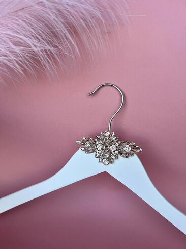 Bridal Wedding Dress Hanger for bridal party favors, wedding day photoshoot, bridesmaid proposal and wedding photoshoot accessory Handmade with solid White Wood & Crystal Rhinestone (Classic Muse) in Saudi Arabia