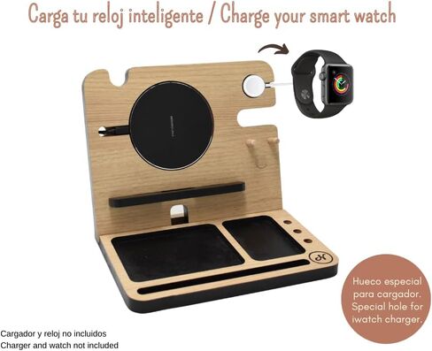 Namore Cell Phone Stand Wood Phone Docking Station Key Holder Watch Wallet Organizer Tray Men Husband Anniversary Home Office Organization Dad Birthday Nightstand Father Dad Graduation Male in Saudi Arabia