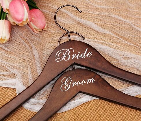 Wedding Hanger Bride Hanger Engraved Hanger Bride Gift "Bride" and "Groom" a pair (White/Gold&Brown/White) in Saudi Arabia