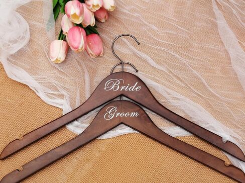 Wedding Hanger Bride Hanger Engraved Hanger Bride Gift "Bride" and "Groom" a pair (White/Gold&Brown/White) in Saudi Arabia