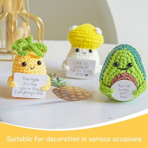 مخلل دعم عاطفي إيجابي صغير مضحك يدويًا، أشياء لطيفة مضحكة من الصوف المحبوك يدويًا، حلي عيد الميلاد من الكروشيه، هدايا أقل من 10 دولارات للنساء وزملاء العمل والأصدقاء والأسرة 4.27 بوصة (النمط 4) in Kuwait