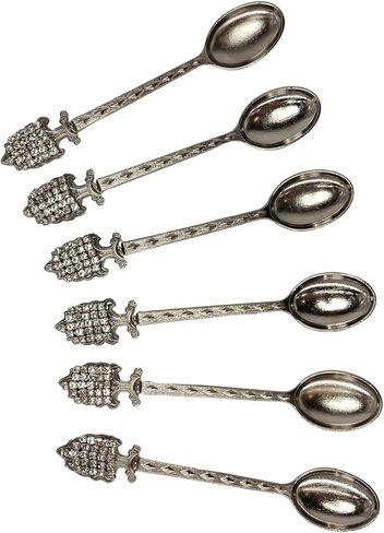 Authentic Ottoman Patterned Turkish Motif Metal Spoon - Ethnic Gift for Coffee and Tea Lovers (Silver) in Saudi Arabia