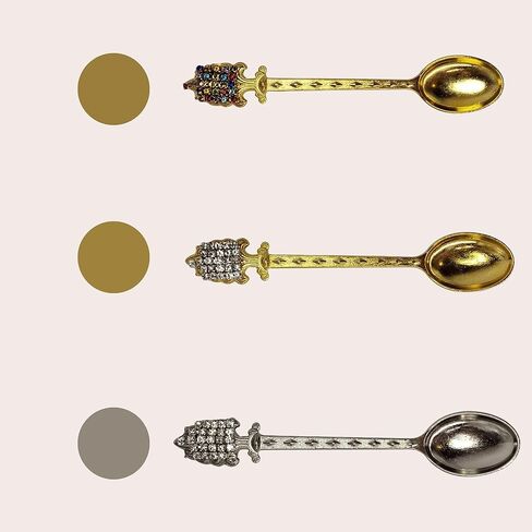 Authentic Ottoman Patterned Turkish Motif Metal Spoon - Ethnic Gift for Coffee and Tea Lovers (Silver) in Kuwait