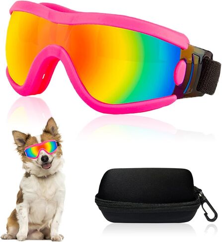 Dog Goggles Small Breed Dog Sunglasses with Adjustable for UV Protection Eyewear Doggy Doggie Puppy Glasses Anti-Fog Wind Dust Snowproof (Black Frame Transparent Lens) in Saudi Arabia