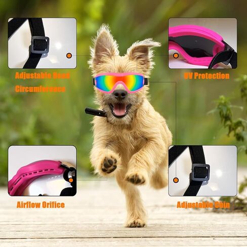 Dog Goggles Small Breed Dog Sunglasses with Adjustable for UV Protection Eyewear Doggy Doggie Puppy Glasses Anti-Fog Wind Dust Snowproof (Black Frame Transparent Lens) in Saudi Arabia