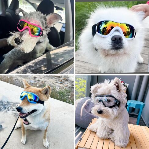 Dog Goggles Small Breed Dog Sunglasses with Adjustable for UV Protection Eyewear Doggy Doggie Puppy Glasses Anti-Fog Wind Dust Snowproof (Black Frame Transparent Lens) in Saudi Arabia