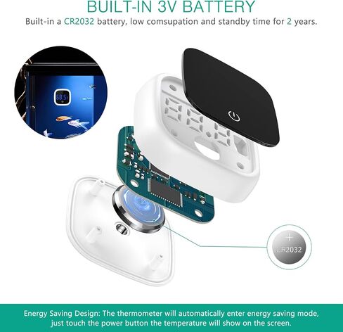 ميزان حرارة حوض السمك الرقمي من أوريا، مقياس حرارة خزان الأسماك LED لاصق، ميزان حرارة صغير لحوض السمك بدقة 0.18 درجة فهرنهايت، زر لمس، بطارية، للأسماك والزواحف والأكسولوتل والملح/المياه العذبة in Saudi Arabia