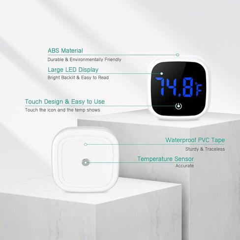 ميزان حرارة حوض السمك الرقمي من أوريا، مقياس حرارة خزان الأسماك LED لاصق، ميزان حرارة صغير لحوض السمك بدقة 0.18 درجة فهرنهايت، زر لمس، بطارية، للأسماك والزواحف والأكسولوتل والملح/المياه العذبة in Saudi Arabia