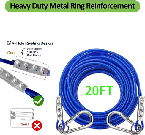 Dog Tie Out Stake,360°Swivel Dog Run,with 6 Heavy-Duty 304 Stainless Steel Screw Anchors - Dog Runner for Yard Suitable for Large Dogs Weighing Up to 150 LBS- Use Any Dog Tie Out Cable Or Yard Leas in Saudi Arabia
