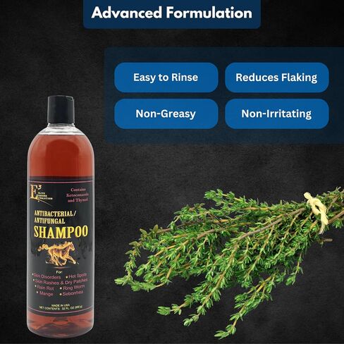 E3 Antifungal Ketoconazole and Thymol Skincare Shampoo for Horses and Dogs - Relieves Itching, Irritation, and Skin Infections - Fortified with Nano Vitamins A, C, E & F (32 oz) in Saudi Arabia