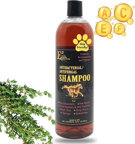 E3 Antifungal Ketoconazole and Thymol Skincare Shampoo for Horses and Dogs - Relieves Itching, Irritation, and Skin Infections - Fortified with Nano Vitamins A, C, E & F (32 oz) in Saudi Arabia
