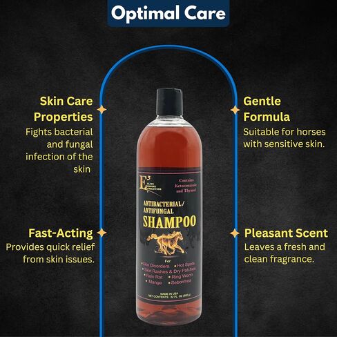 E3 Antifungal Ketoconazole and Thymol Skincare Shampoo for Horses and Dogs - Relieves Itching, Irritation, and Skin Infections - Fortified with Nano Vitamins A, C, E & F (32 oz) in Saudi Arabia