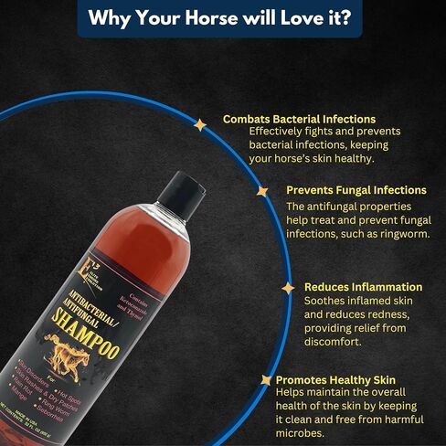 E3 Antifungal Ketoconazole and Thymol Skincare Shampoo for Horses and Dogs - Relieves Itching, Irritation, and Skin Infections - Fortified with Nano Vitamins A, C, E & F (32 oz) in Saudi Arabia
