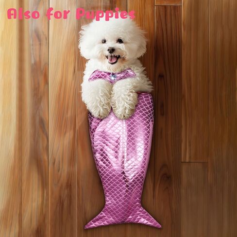 Cat Mermaid Costume, Mermaid Tail for Cats, Adorable Cat Mermaid Tail Outfit for Small Cats and Dogs, Creative Decoration Pet Clothes, Pet Dog Cat Halloween Party Costumes (Pink) in Saudi Arabia
