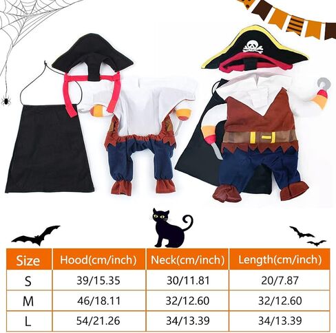 Funny Cat Pirate Costumes - Caribbean Style Pet Dressing up Cosplay Party Costume with Hat Small to Medium Dogs Cats Kitty Cute Fashion Prop Apparel for Halloween Christmas Party Accessories (S) in Saudi Arabia