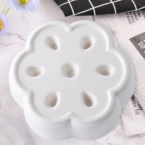 وعاء تغذية بطيء للقطط من السيراميك شديد التحمل، أطباق ضحلة وواسعة للقطط، طبق تغذية على شكل زهرة لطيفة وخالي من الإجهاد للقطط الصغيرة والحيوانات الأليفة الجافة والرطبة in Kuwait