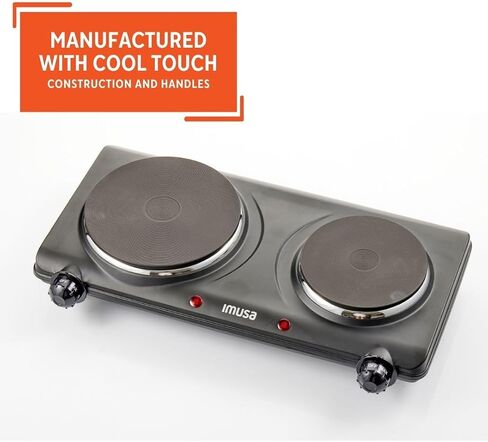 IMUSA Double Electric Hot Plate with Cast Iron Plate for Cooking or Heating, Electric Burner in Saudi Arabia