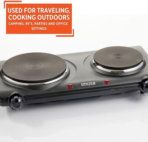 IMUSA Double Electric Hot Plate with Cast Iron Plate for Cooking or Heating, Electric Burner in Saudi Arabia