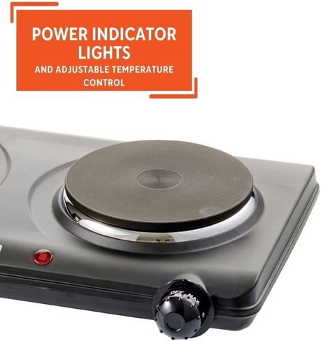 IMUSA Double Electric Hot Plate with Cast Iron Plate for Cooking or Heating, Electric Burner in Saudi Arabia
