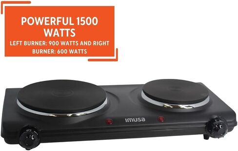 IMUSA Double Electric Hot Plate with Cast Iron Plate for Cooking or Heating, Electric Burner in Saudi Arabia