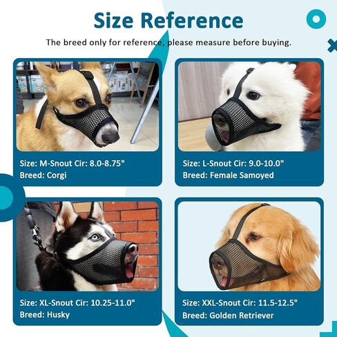 LUCKYPAW Dog Muzzle, Mesh Muzzle for Large Medium Small Dogs, Soft Dog Muzzle to Prevent Biting Chewing with Adjustable Head Strap, Allows Panting and Drinking, Perfect for Vet Visit in Saudi Arabia