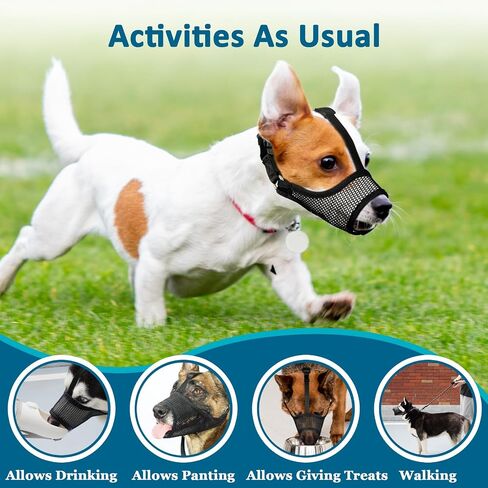 LUCKYPAW Dog Muzzle, Mesh Muzzle for Large Medium Small Dogs, Soft Dog Muzzle to Prevent Biting Chewing with Adjustable Head Strap, Allows Panting and Drinking, Perfect for Vet Visit in Saudi Arabia
