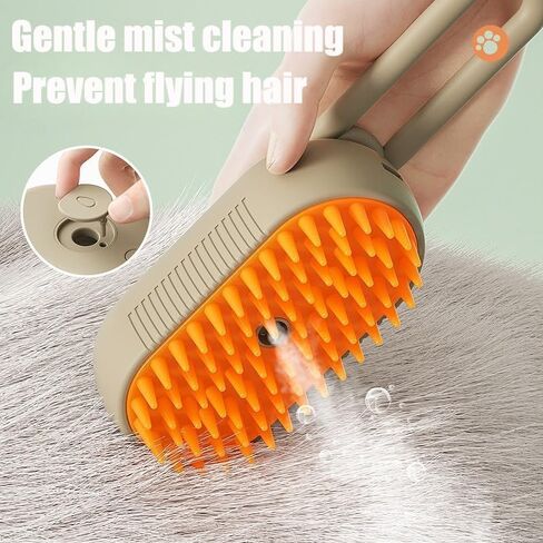 Cloud Care Cat Brush, 2024 Best Cat Steam Brush, Pet Steam Cat Brush, 3-in-1 Self-Cleaning Cat Brush with 360° Rotating Arm, Detachable Silicone Bristle Brush(khaki) in Saudi Arabia
