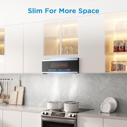 Midea MMO12S3ASTZ Over the Range Ovens, 1.2 cu.ft Slim, Stainless Steel Microwaves, 1000W Heating Power with 400CMF Vent Fan in Saudi Arabia