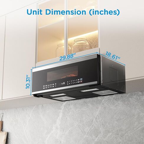 Midea MMO12S3ASTZ Over the Range Ovens, 1.2 cu.ft Slim, Stainless Steel Microwaves, 1000W Heating Power with 400CMF Vent Fan in Saudi Arabia