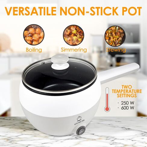 Mini Electric Hot Pot for Cooking: Portable Ramen Cooker: 1.2L Multi-Functional Self Heating Pot, Non-Stick Electric Pot for Pasta, Noodles, Soup, Egg, Portable Cooking Pot, Lazy Pot in Saudi Arabia