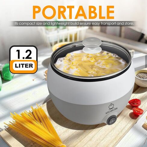 Mini Electric Hot Pot for Cooking: Portable Ramen Cooker: 1.2L Multi-Functional Self Heating Pot, Non-Stick Electric Pot for Pasta, Noodles, Soup, Egg, Portable Cooking Pot, Lazy Pot in Saudi Arabia