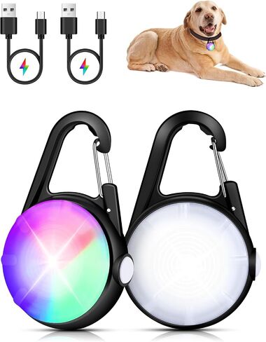 Dog Lights for Night Walking - 2 Pack 4 Modes Dog Collar Light, Rechargeable Dog Walking Light for Nighttime Clip On, IP68 Waterproof Durable Dogs Safety Light (Black) in Saudi Arabia